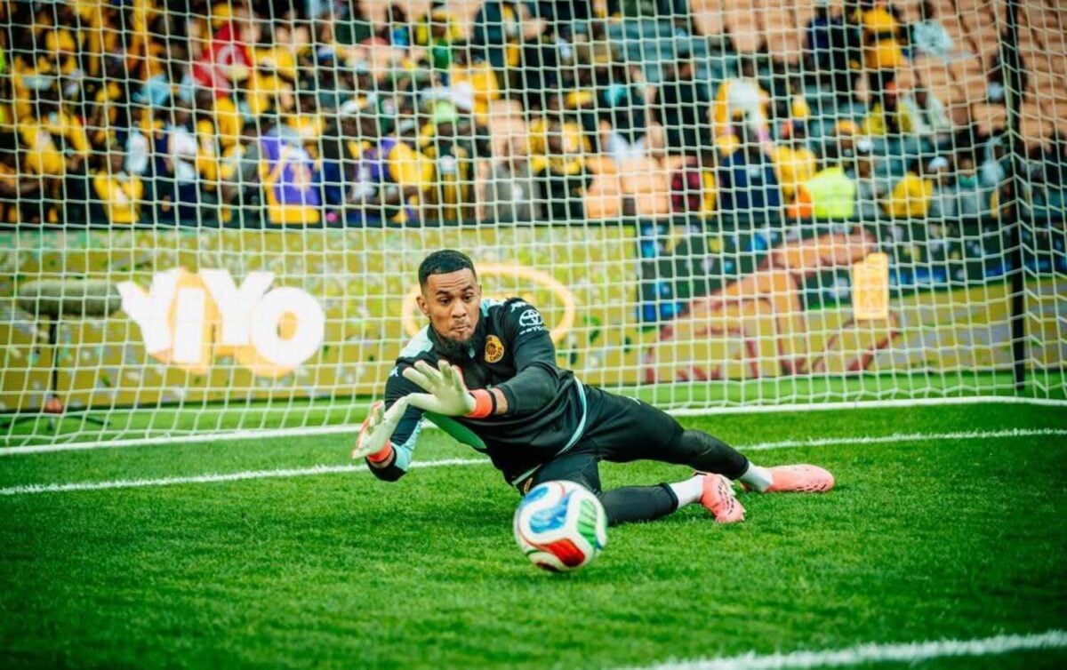Brandon Petersen saves a shot during warm-up before Kaizer Chiefs' match against Golden Arrows FC
