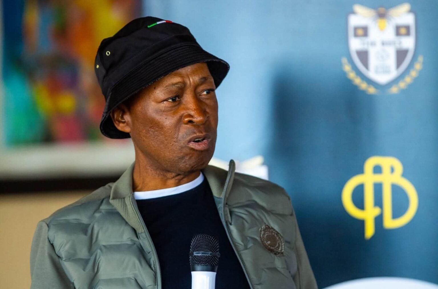 Duncan Lechesa addressing players during a function with The Bees.