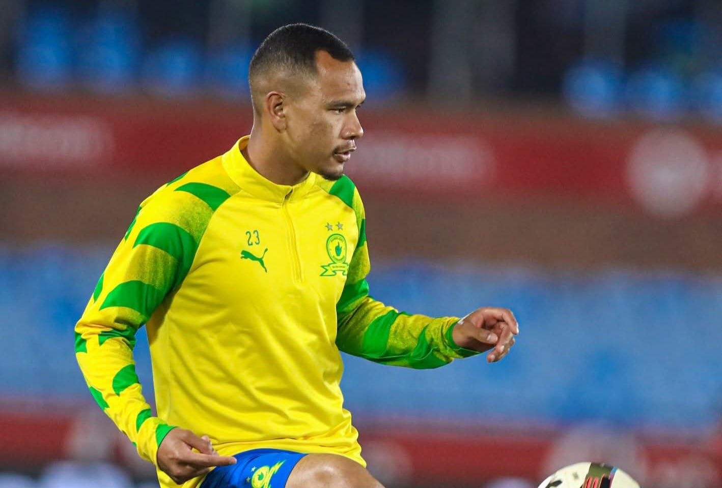 Fawaaz Basadien during a warm-up session before a Mamelodi Sundowns match.