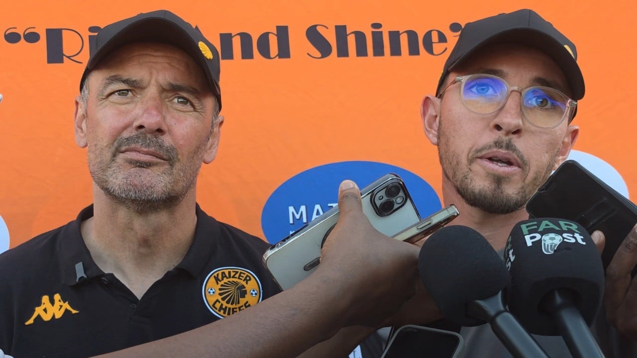Fernando Da Cruz and Julien Le Heran addressing the media after the match against Polokwane City. 