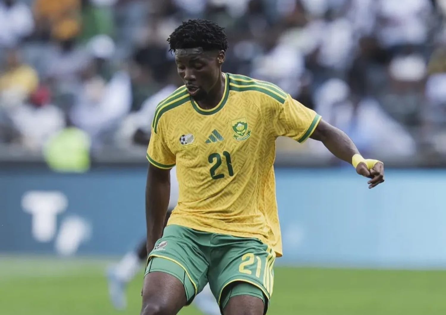 Ime Okon in action for Bafana Bafana