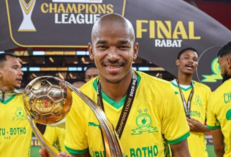 The late Jayden Adams holding the CAF Champions League trophy