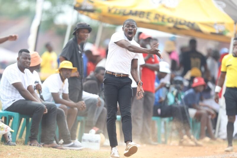 Jelly Chavani shouting to his players during a local tournament at Ha-Mashamba.