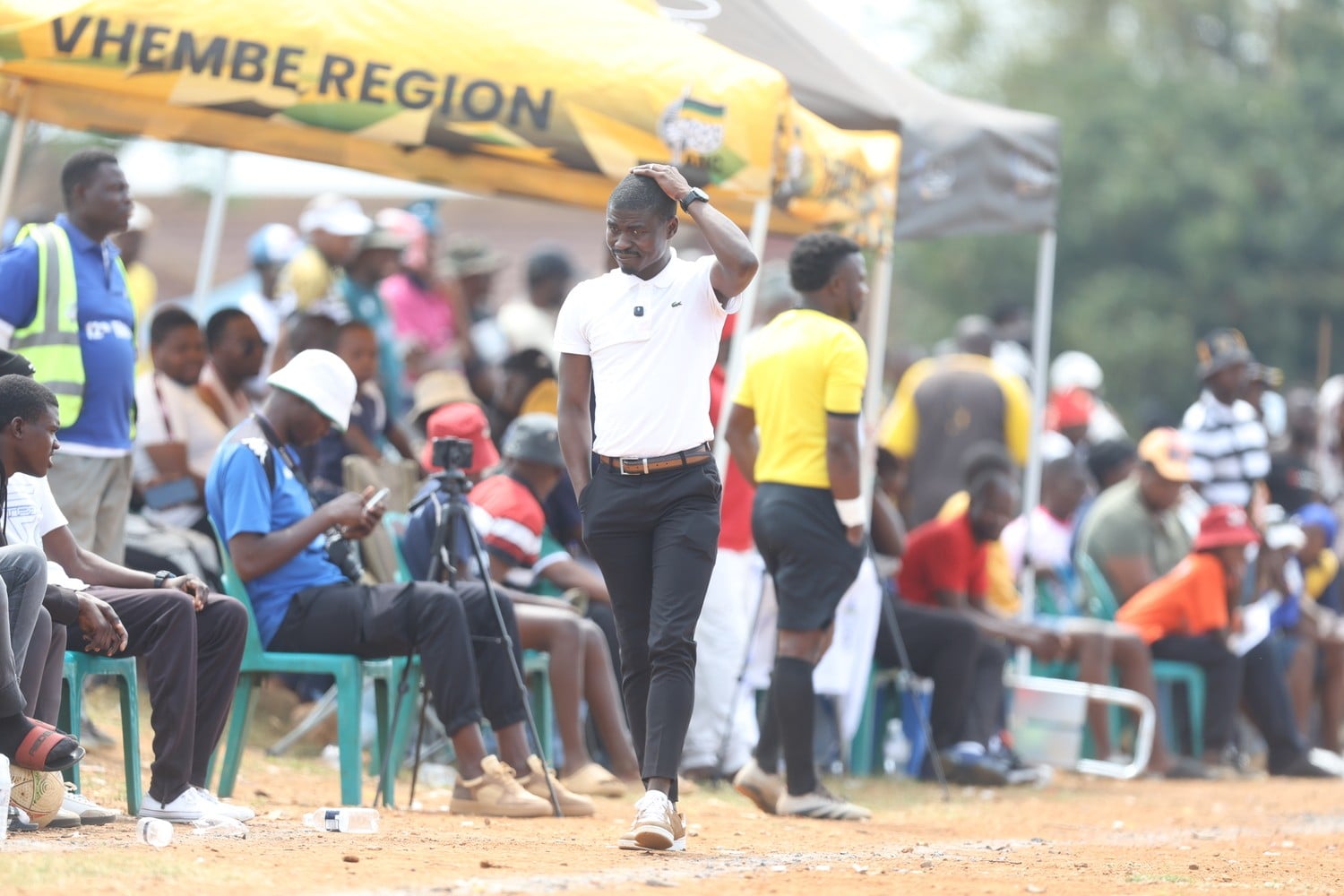 Jelly Chavani with his hand in the head during a local tournament at Ha-Mashamba.