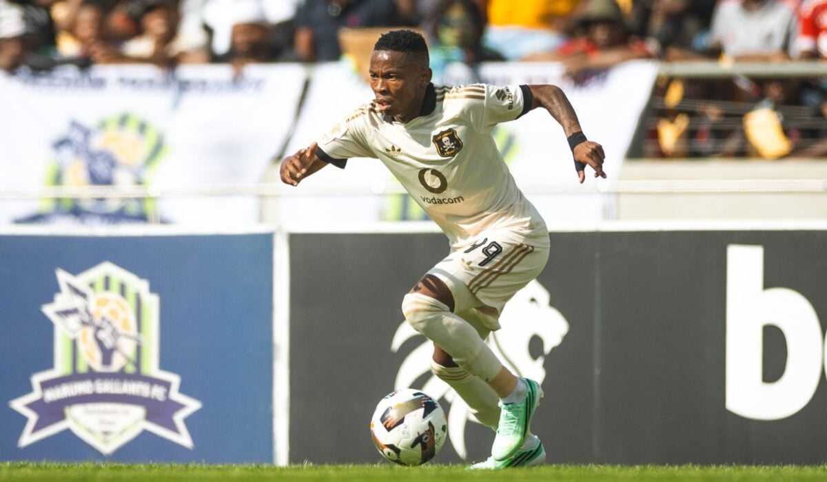 Kabelo Kgotsitsile in action for Orlando Pirates against Marumo Gallants
