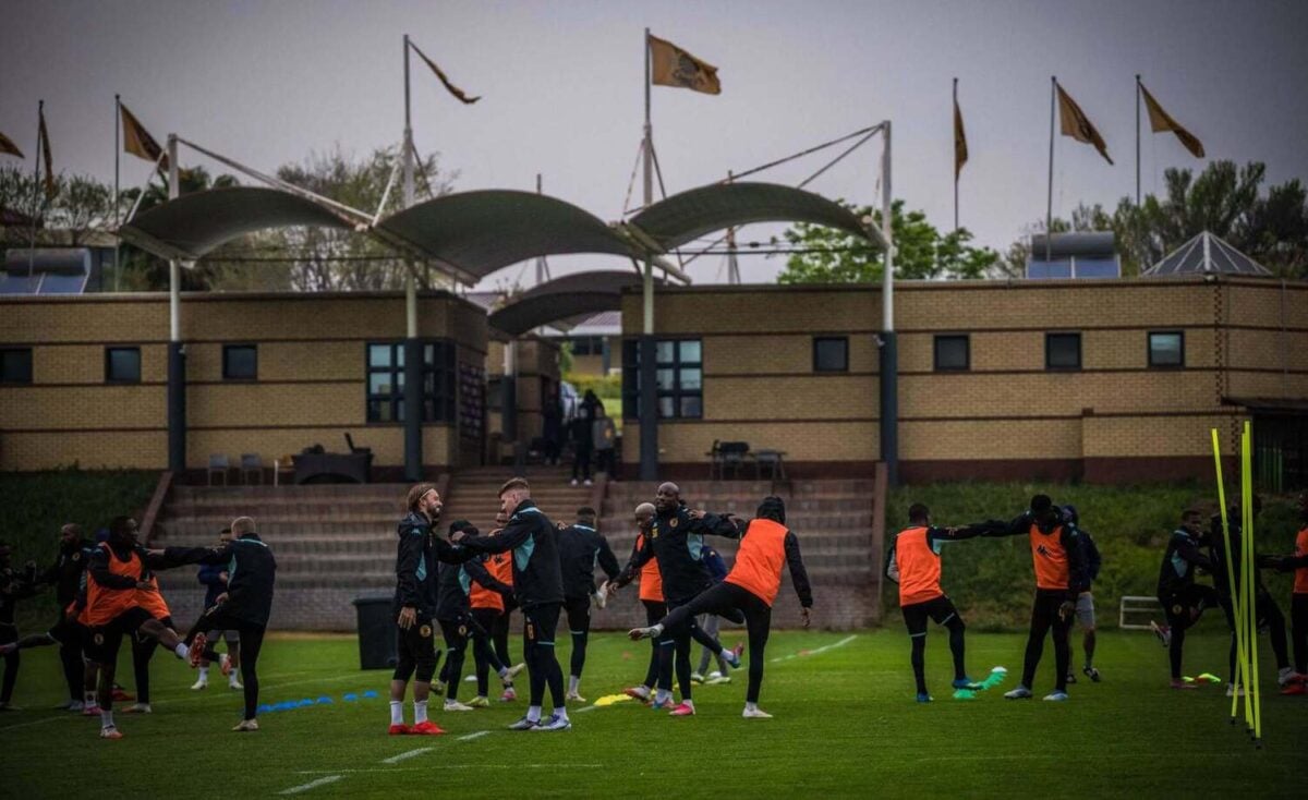 Betway Premiership side Kaizer Chiefs players working out at training