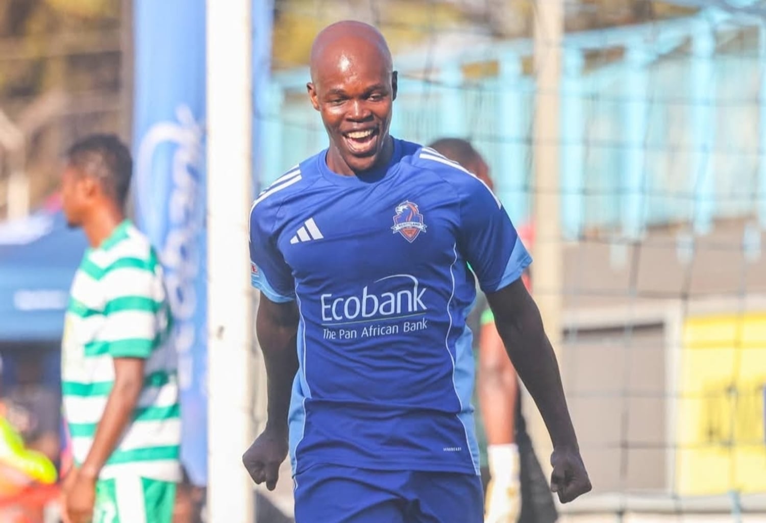 Knowledge Musona celebrating his goal in Zimbabwe's PSL