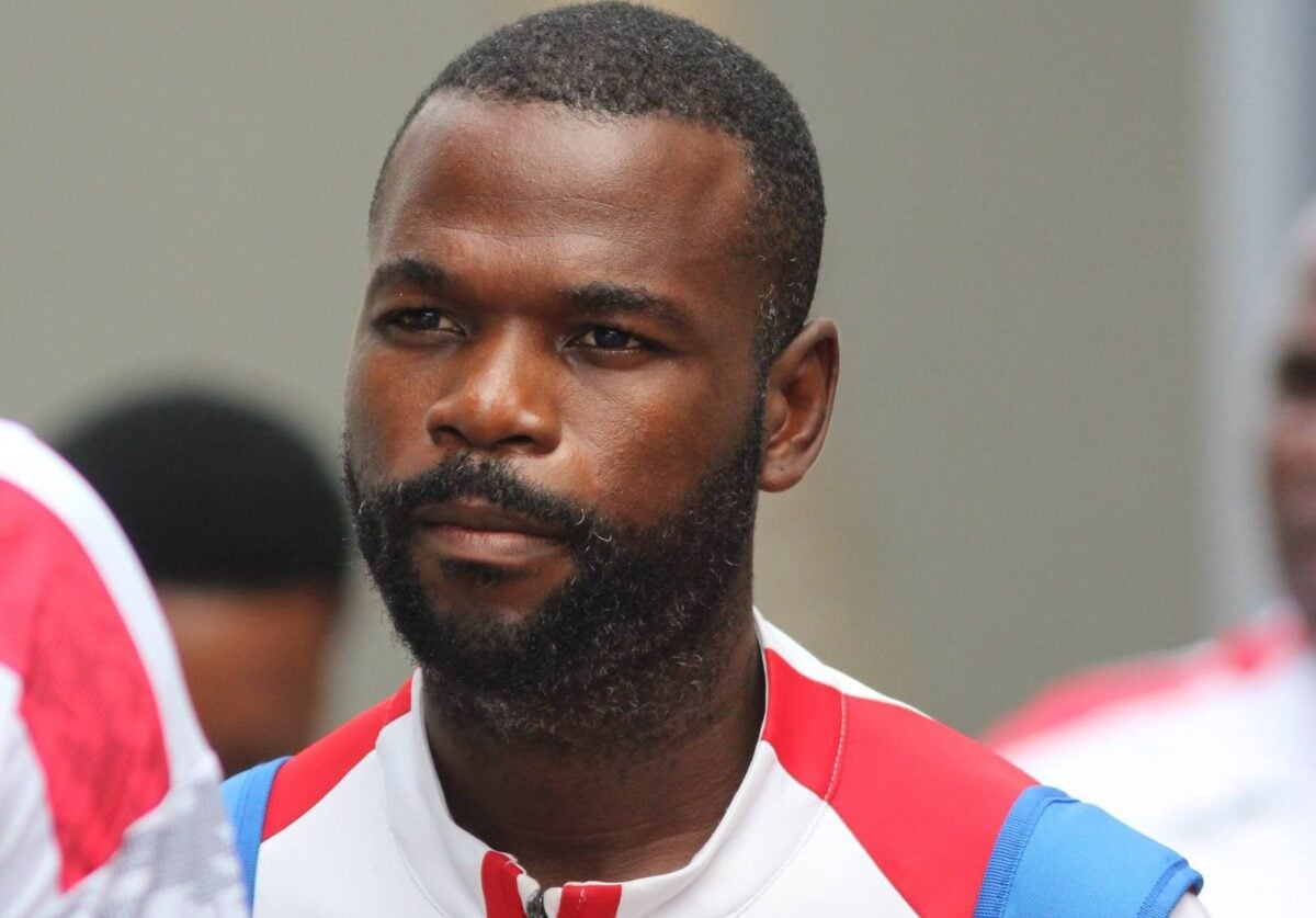 Knox Mutizwa looking focused during a warm-up session at Richards Bay