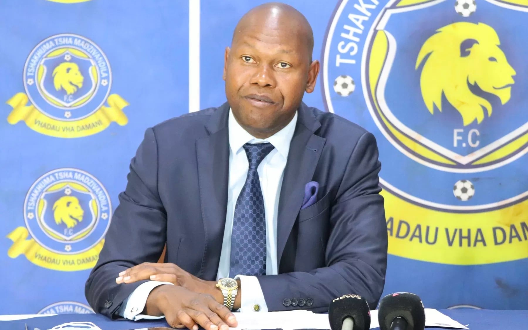 Tshakhuma Tsha Madzivhandila Chairman Lawrence Masala Mulaudzi addressing the media in Polokwane.