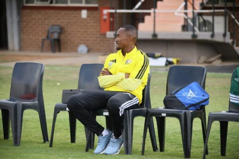 Lebohang Maboe watching Bafana Bafana training session