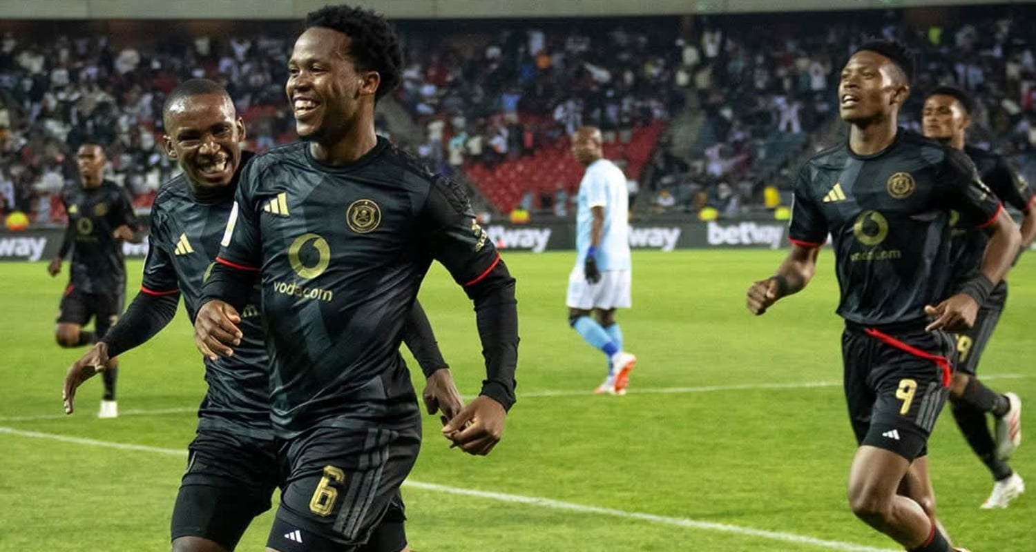 Lebone Seema after scoring for Orlando Pirates