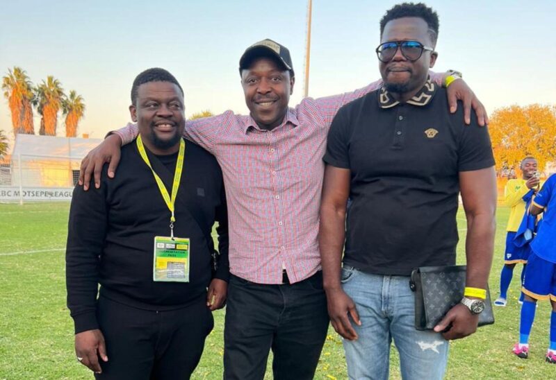 Left - Bongani Wati the club's chairman, in the middle Elijah Mhlanga and on the right is Basil Khoza the club's president.