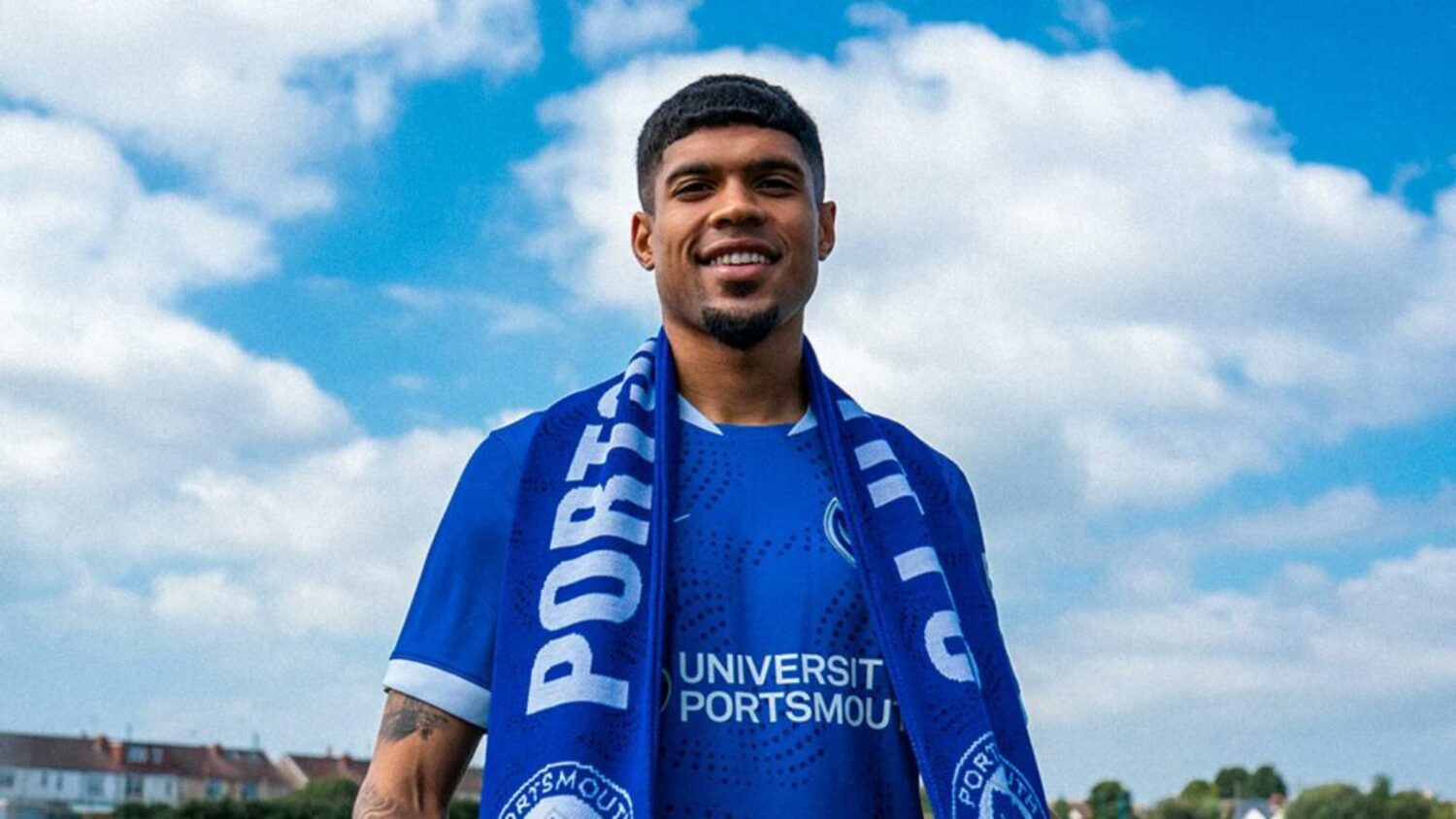 Luke Le Roux when he was unveiled by Portsmouth FC