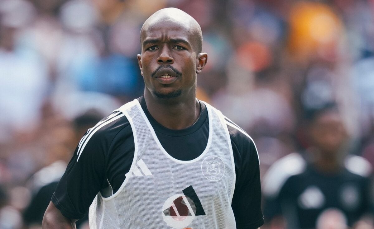 Nkosinathi Sibisi during Orlando Pirates' warm-up session