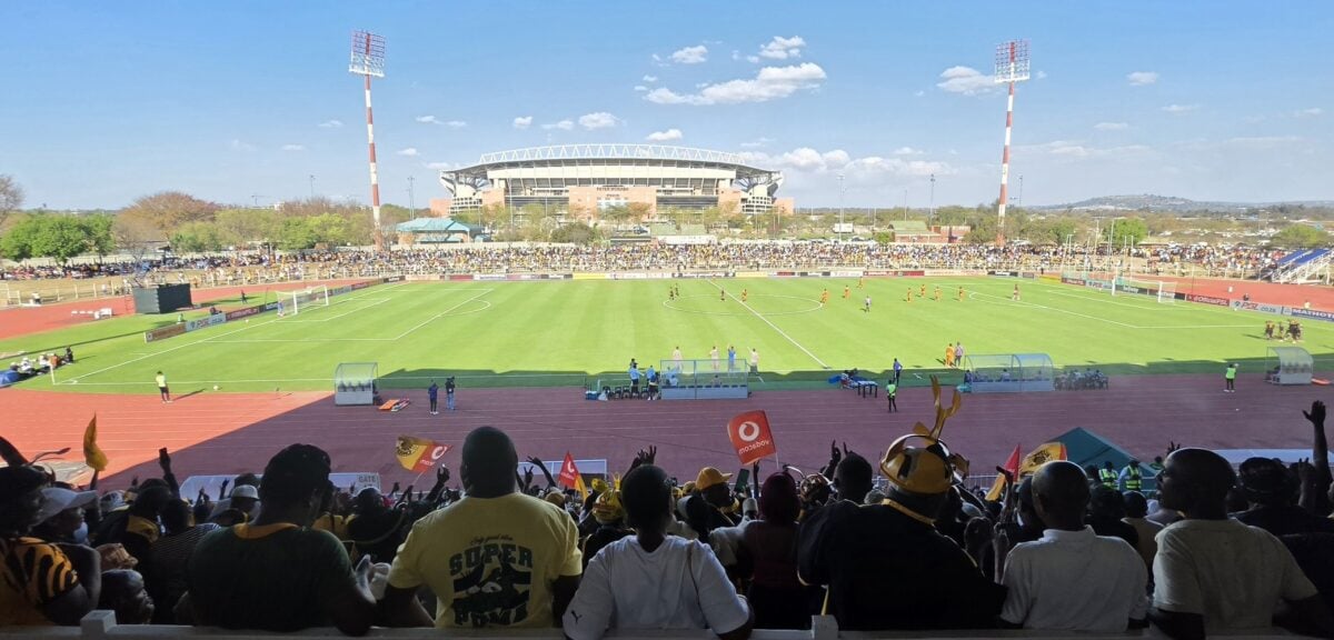 Fans watching the Polokwane City and Kaizer Chiefs match at the Old Peter Mokaba Stadium.