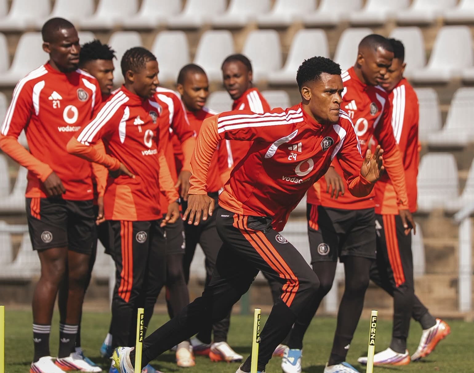 Orlando Pirates players during a training session