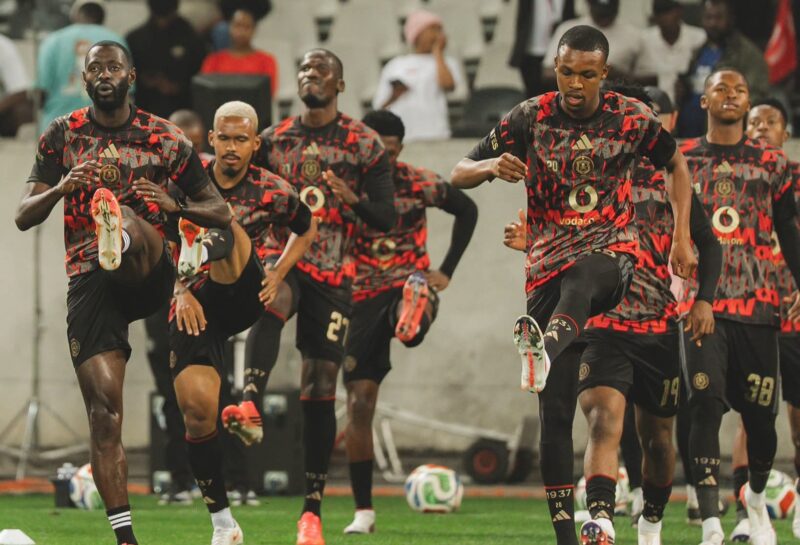 Orlando Pirates players during a warm-up session