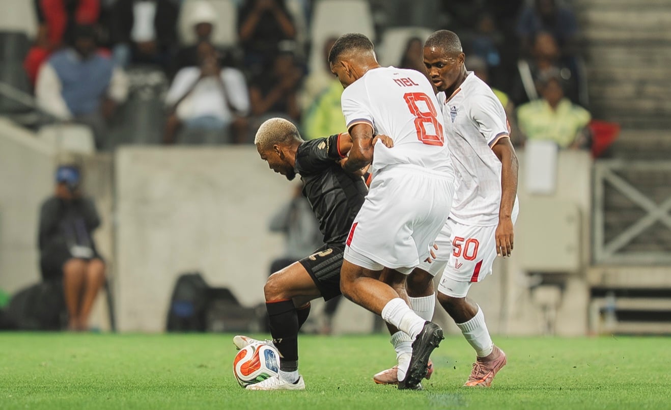 Oswin Appollis in action for Orlando Pirates against Kruger United in Mbombela.