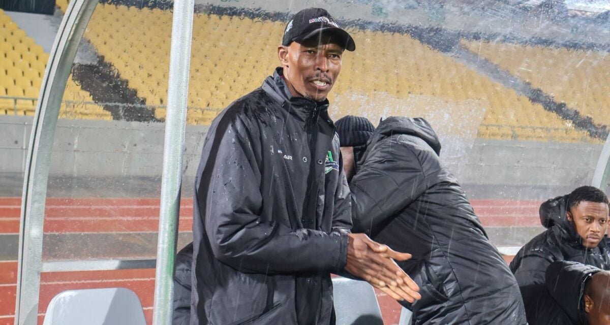 Former Marumo Gallants head coach Phuti Mohafe on the bench