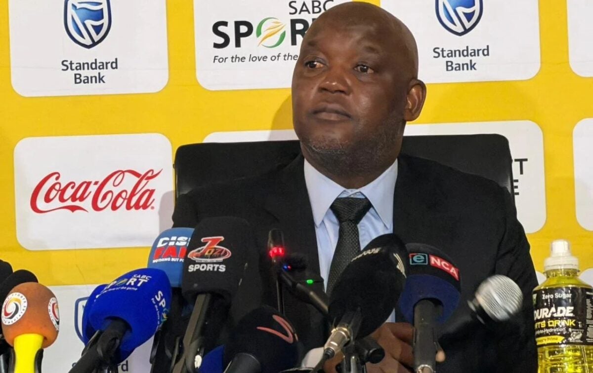 Pitso Mosimane addressing the media at the SAFA House
