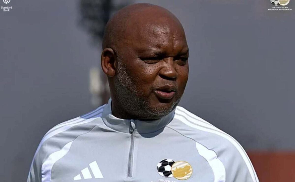 Pitso Mosimane conducting a Bafana Bafana training session