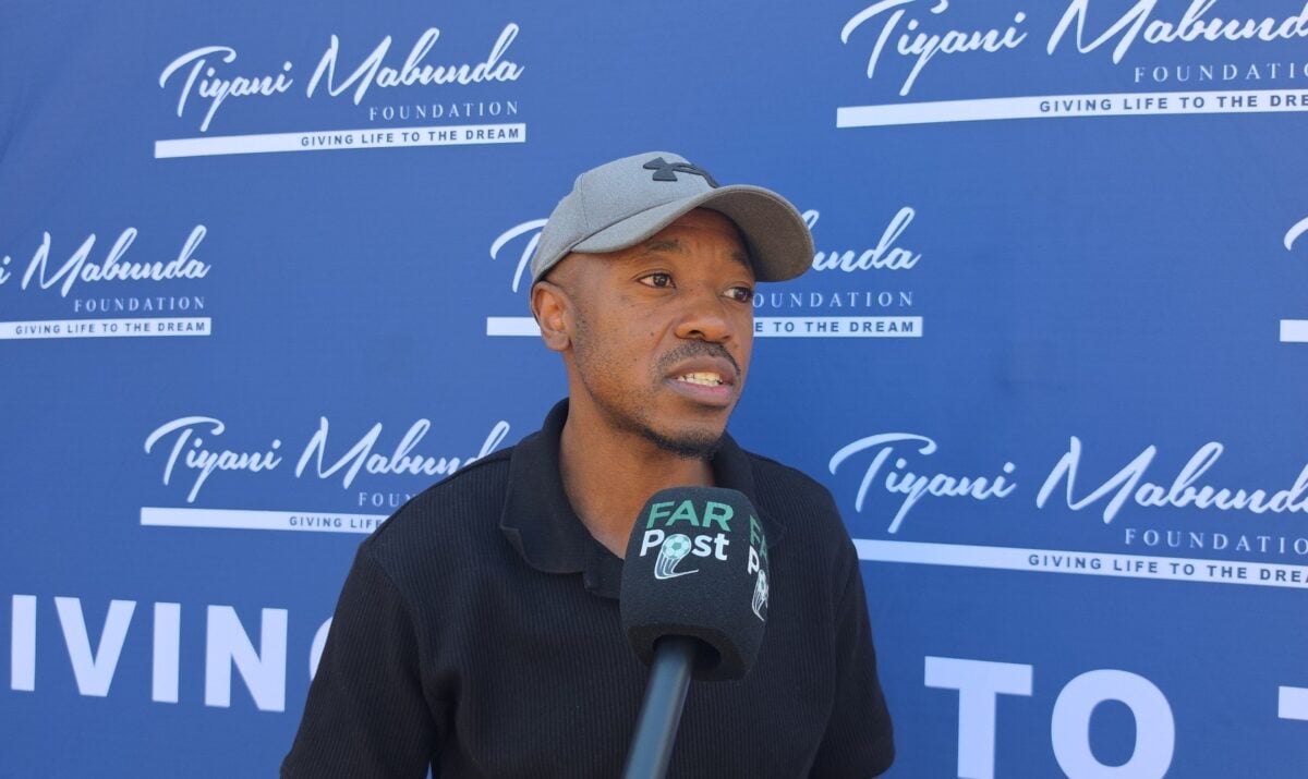 Raymond Manama speaking to the media at the Tiyani Mabunda Foundation High school League games in Polokwane.