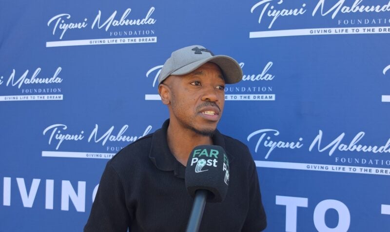 Raymond Manama speaking to the media at the Tiyani Mabunda Foundation High school League games in Polokwane.