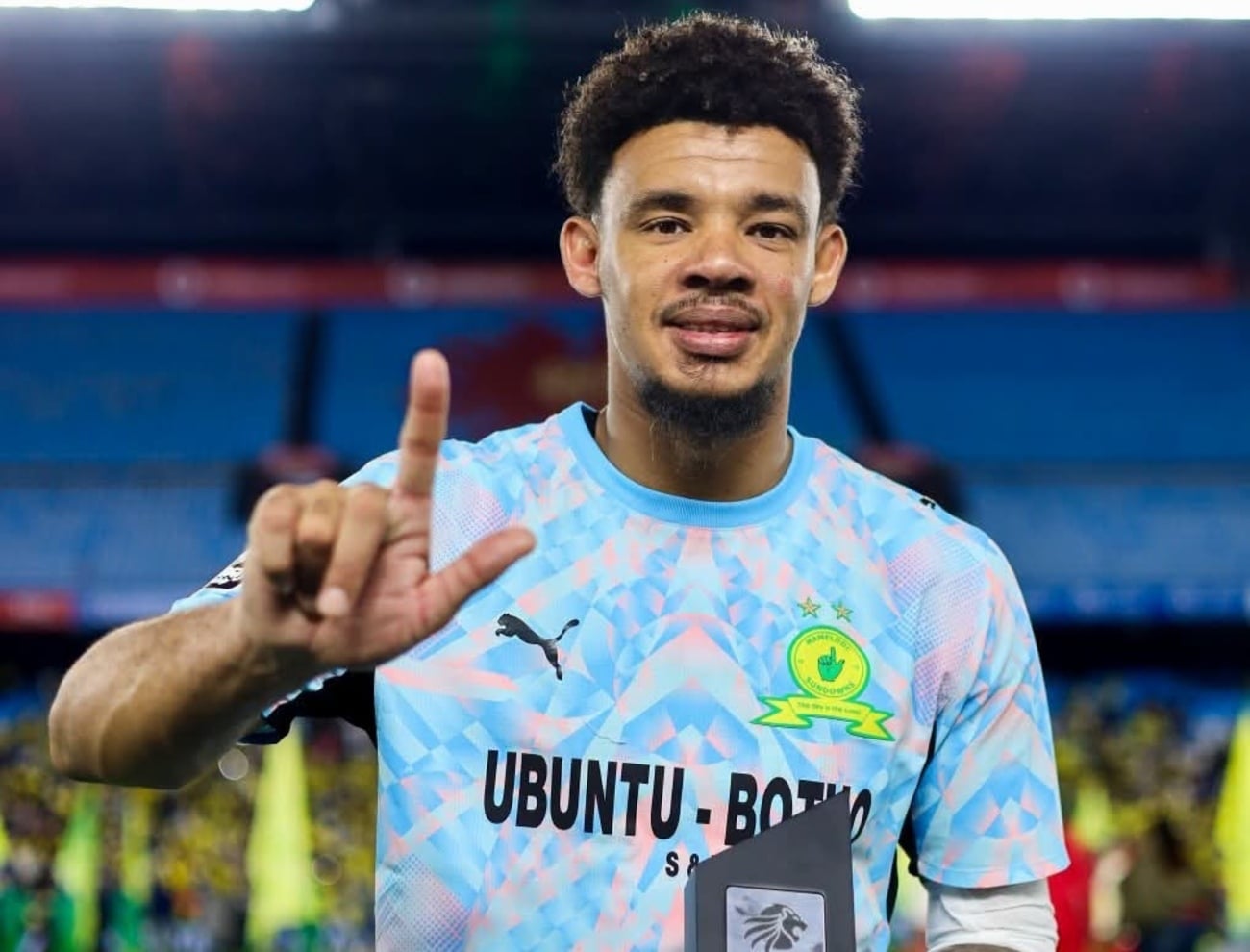 Mamelodi Sundowns goalkeeper Ronwen Williams after winning Man of the Match award