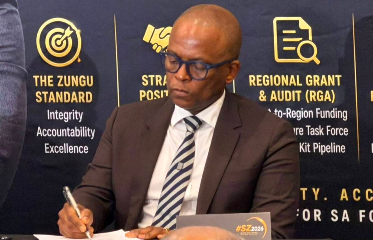 Sandile Zungu addressing the media ahead of SAFA elections