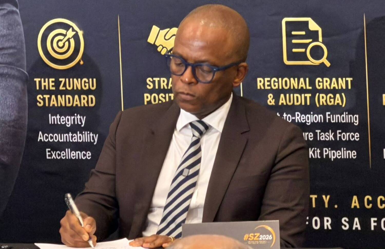 Sandile Zungu addressing the media ahead of SAFA elections