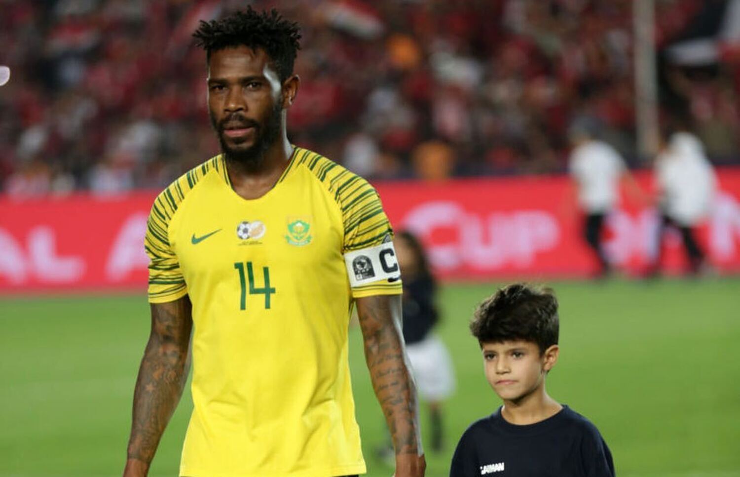 Thulani Hlatshwayo at the 2019 AFCON with Bafana Bafana