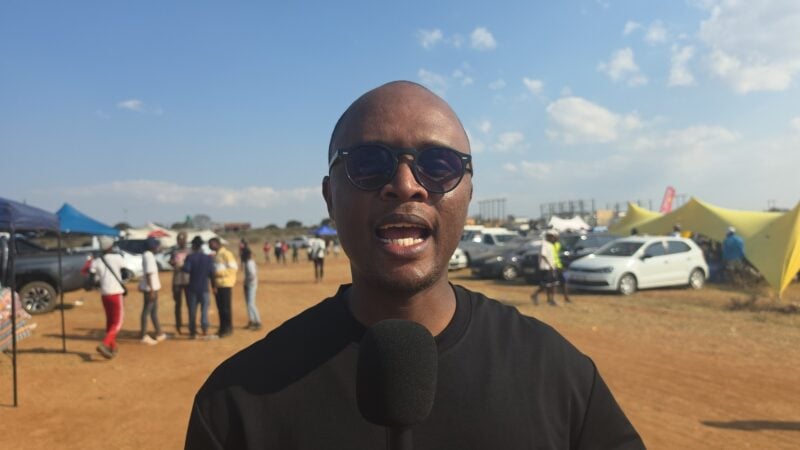 SA Minister of Communications and Digital Technologies Solly Malatsi talking to the media at the SM Legacy football Tournament.