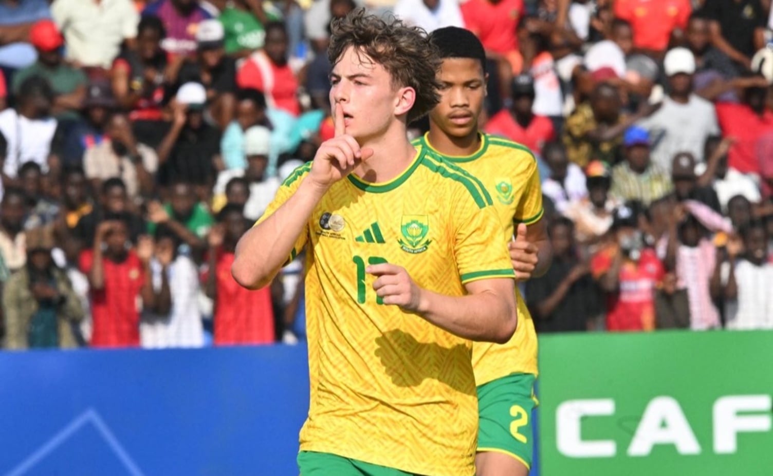 Steven Mendes in celebratory mood after scoring for Amajita