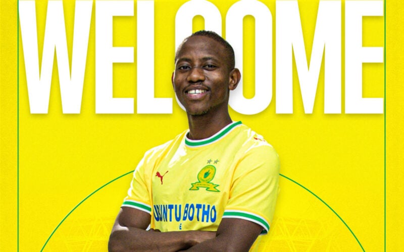 Thabo Cele being announced as a new Mamelodi Sundowns player
