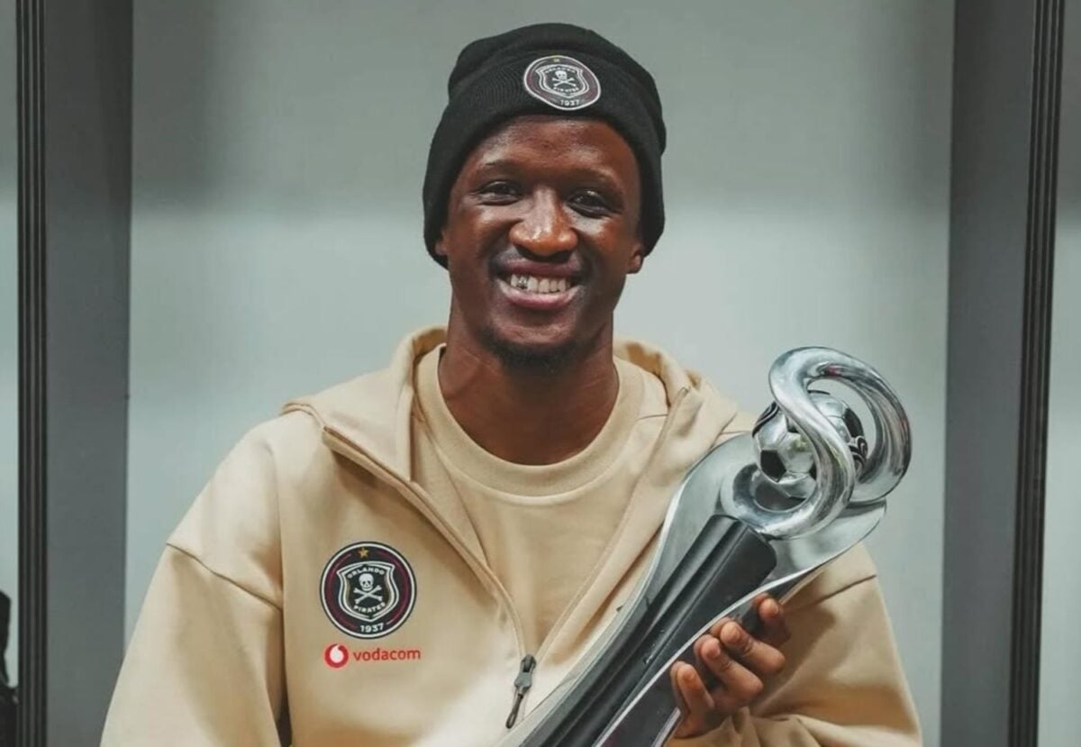 Thuso Moleleki holding the MTN8 title during his stint at Orlando Pirates