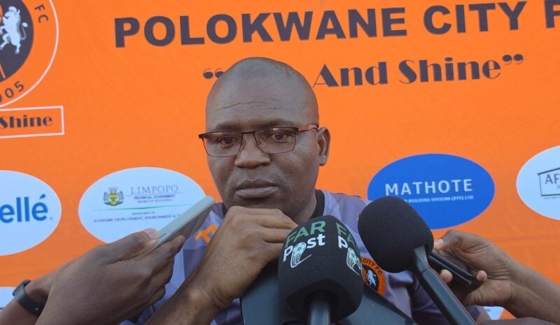 Willy Moloto addressing the media at the Old Peter Mokaba Stadium.