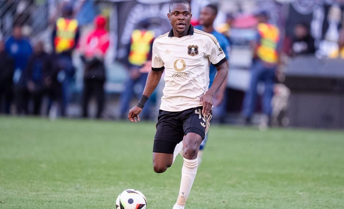 Zimbabwe international Daniel Msendami. in action for Orlando Pirates