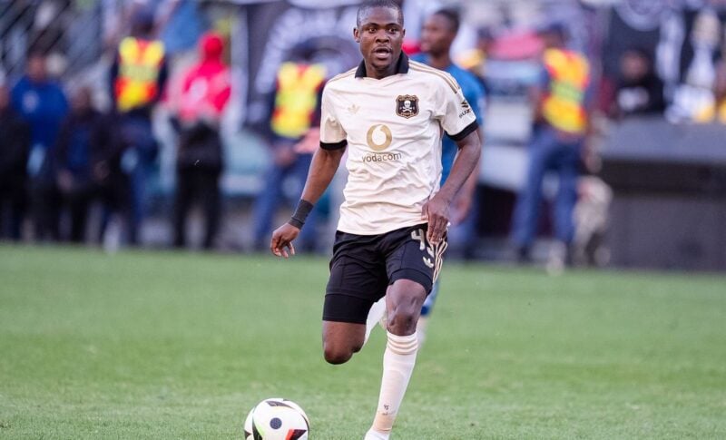 Zimbabwe international Daniel Msendami. in action for Orlando Pirates
