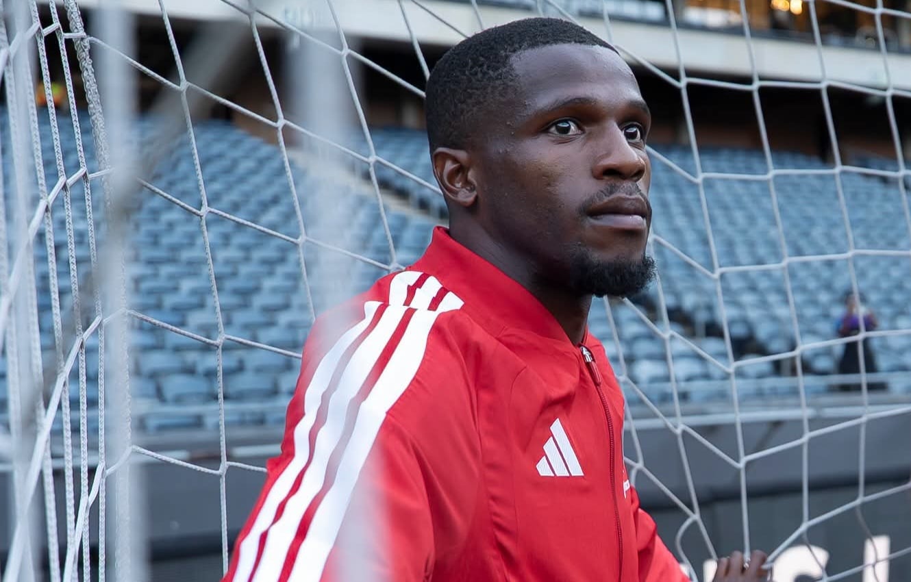 Bulelani Sigomoshe during Orlando Pirates' pitch inspection at Orlando Amstel Arena