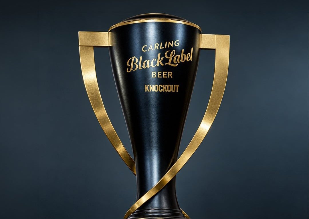The Carling Knockout Cup trophy displayed before an official draw in Johannesburg.