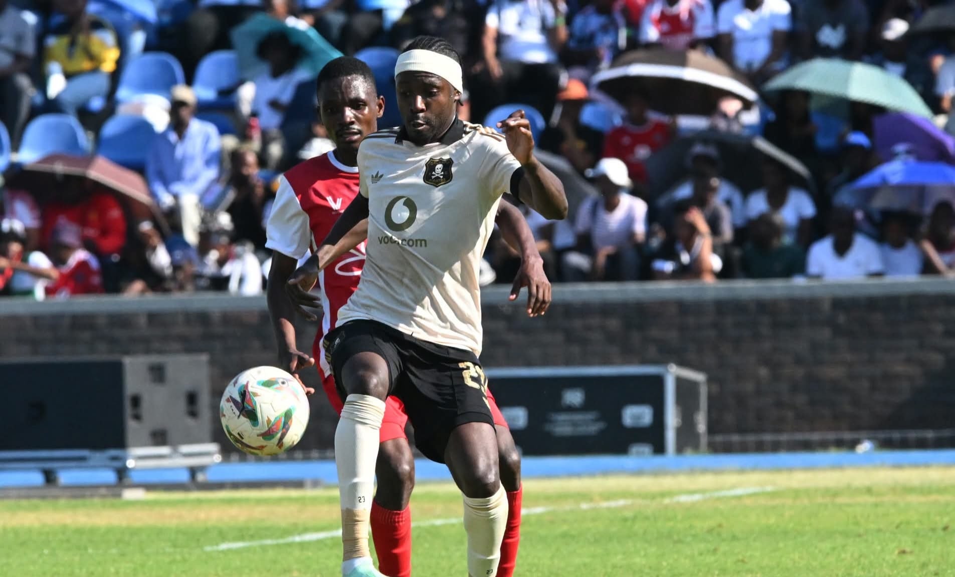 Gamphani Lungu in action for Orlando Pirates against African Stars in the CAF Champions League second preliminary round first-leg tie