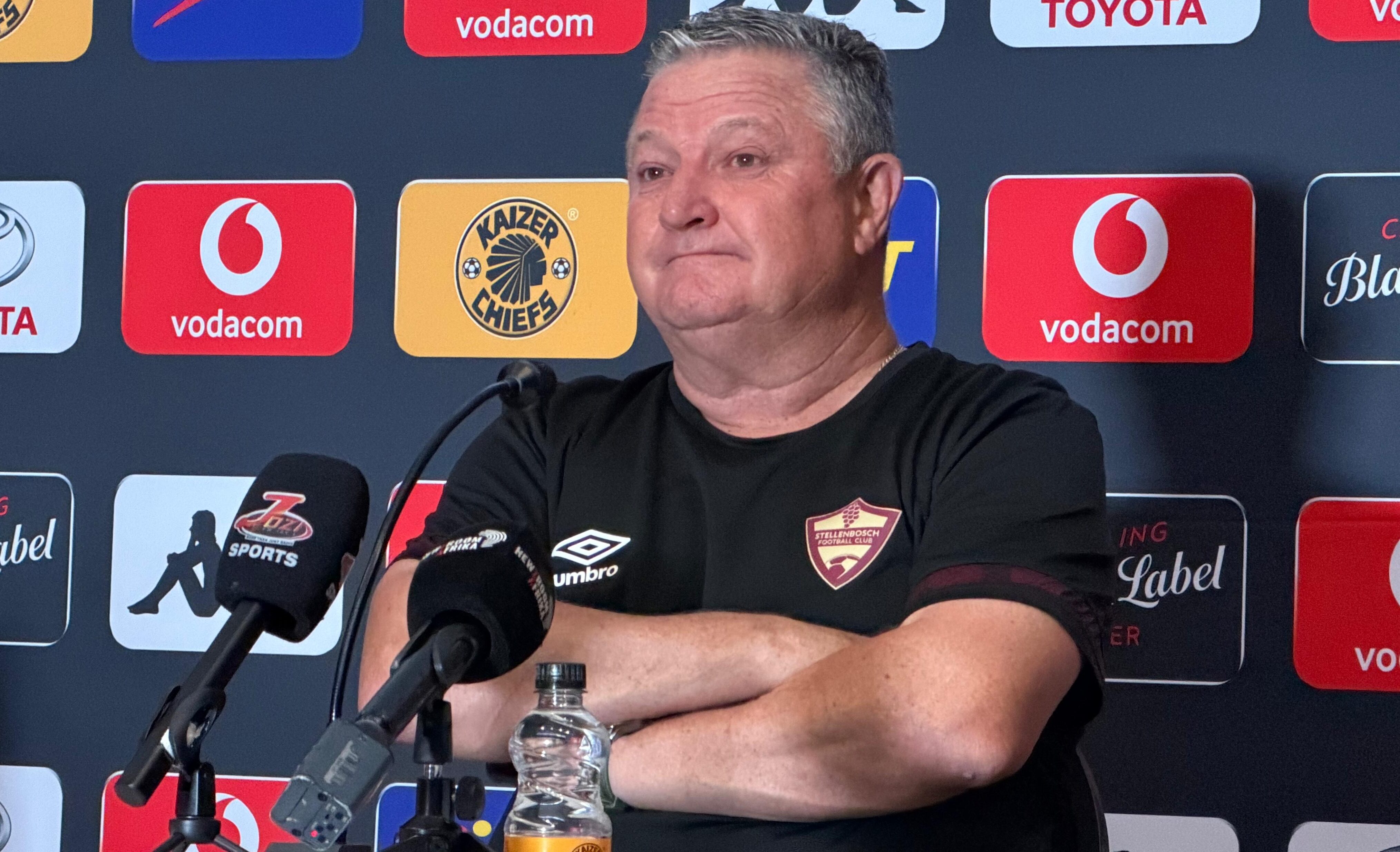 Gavin Hunt speaking to the media at FNB Stadium