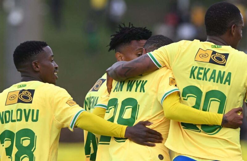 Grant Kekana and his Mamelodi Sundowns teammates celebrate