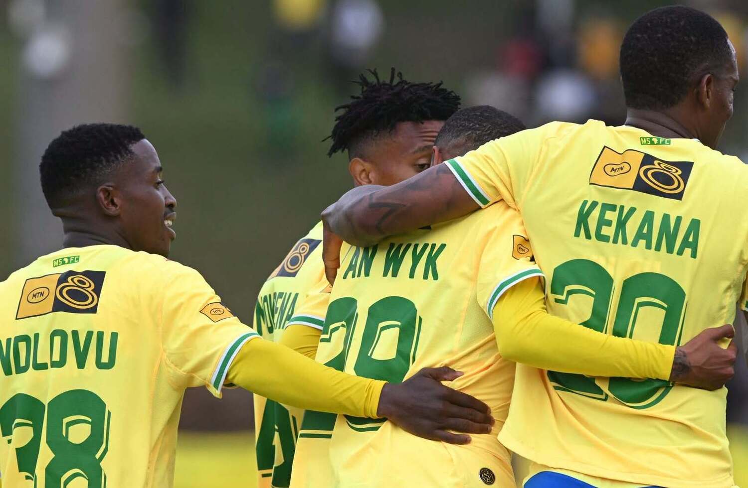 Grant Kekana and his Mamelodi Sundowns teammates celebrate