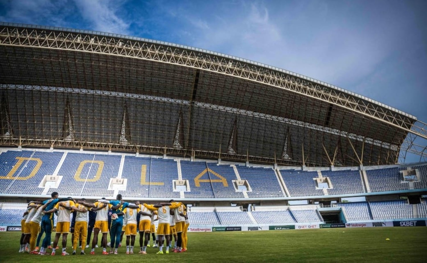 Kaizer Chiefs players just before a training session at Levy Mwanawasa Stadium