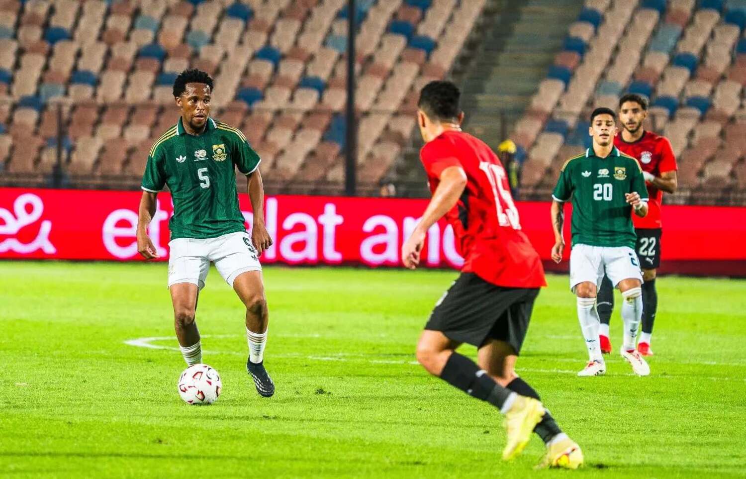 Lebone Seema in action for Bafana Bafana against Egypt