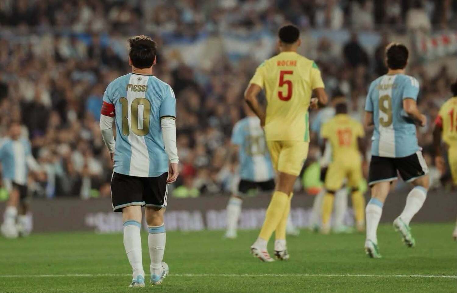 Lionel Messi in action for Argentina against Benin