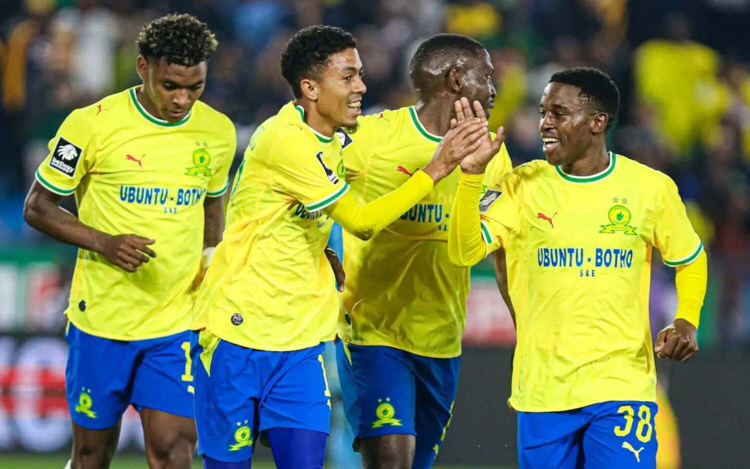 Mamelodi Sundowns players celebrating 