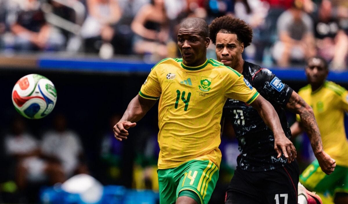 Mbekezeli Mbokazi in action for Bafana Bafana during the 2026 FIFA World Cup