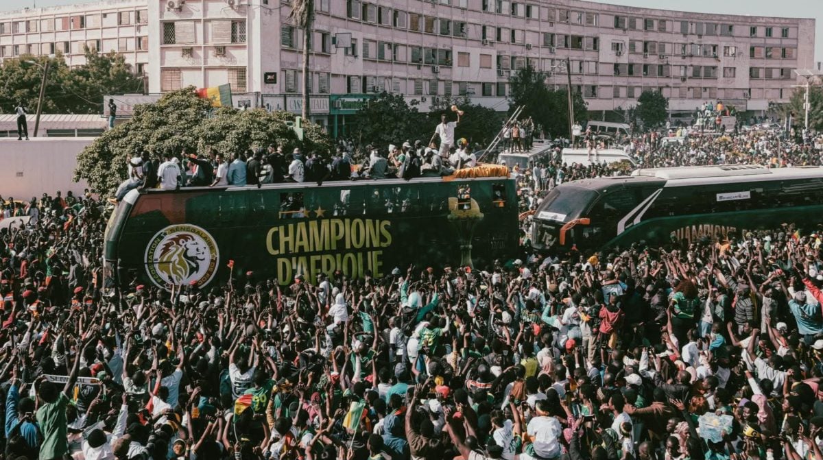 Senegal national team parading their CAF title